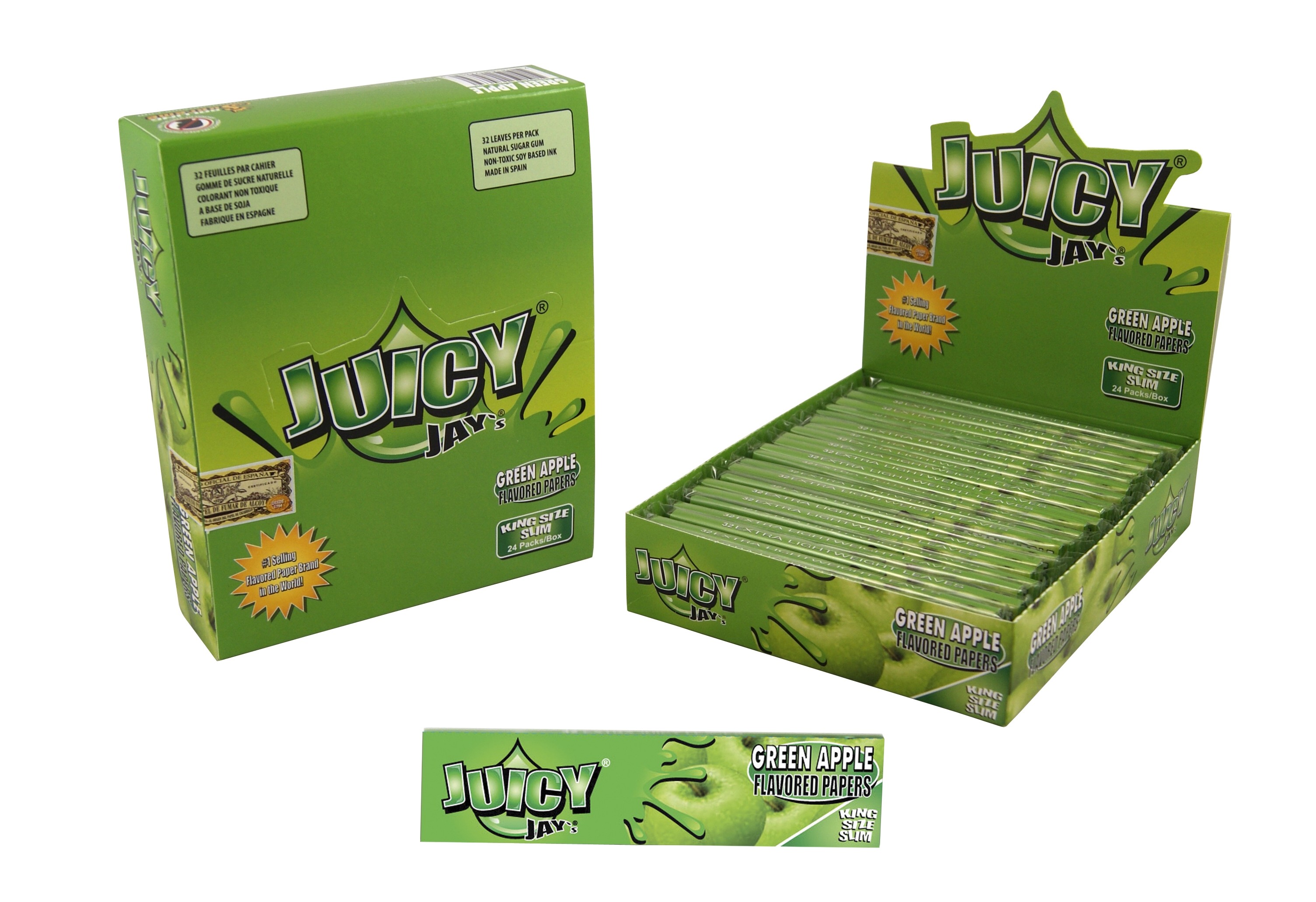 JuicyJay papel largo para fumar de manzana verde