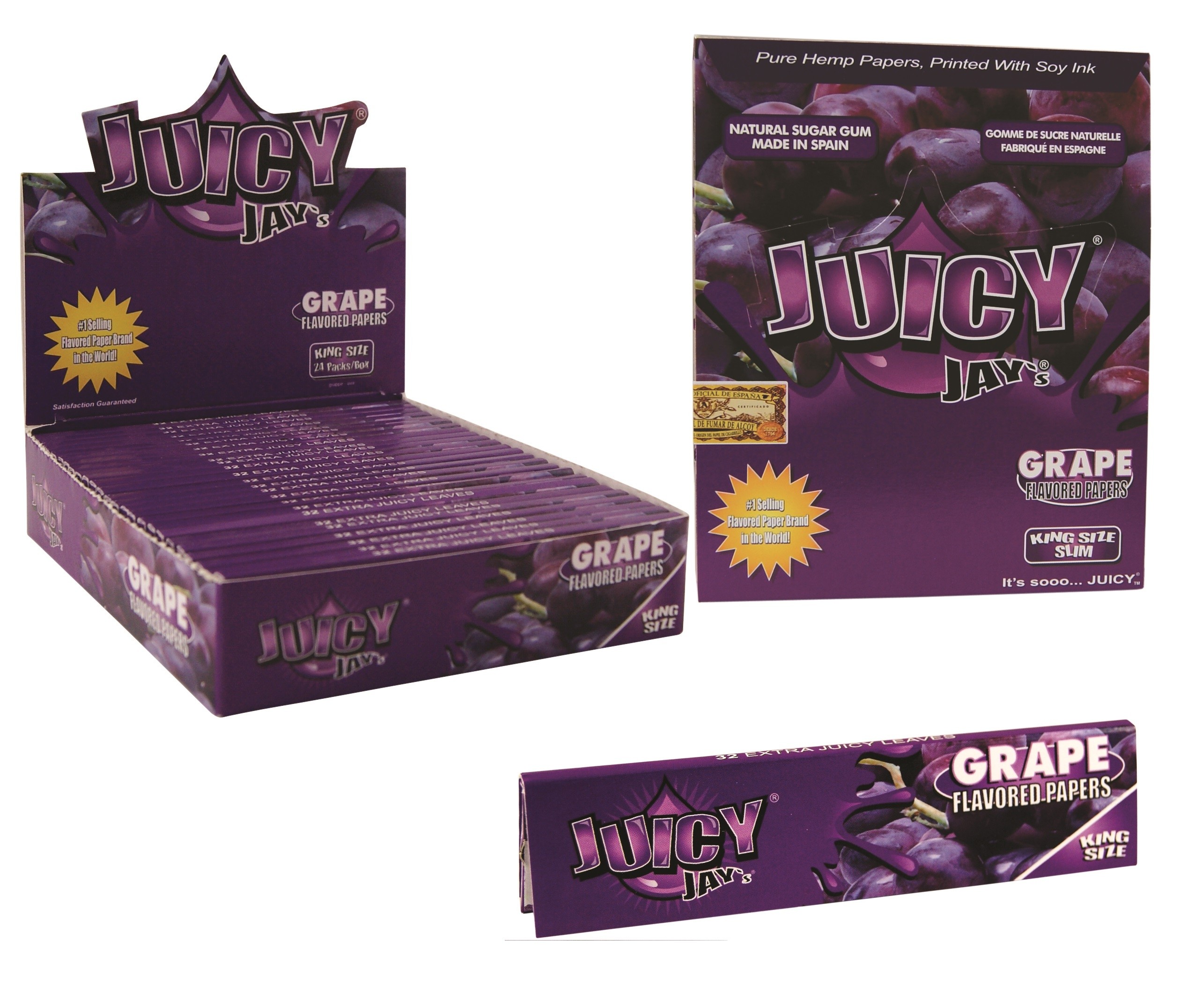 JuicyJay papel largo para fumar de uva - grape